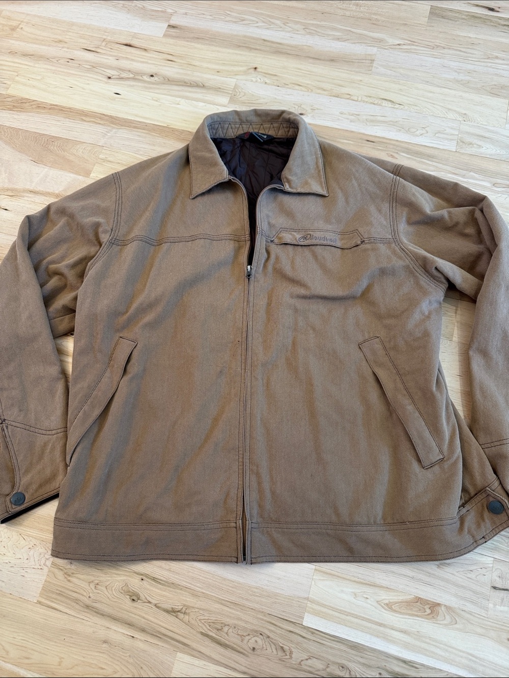 Cloudveil- tan zip-up canvas work jacket-XL-Read